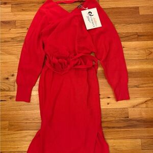 Cherfly Vibrant Red Sweater Dress